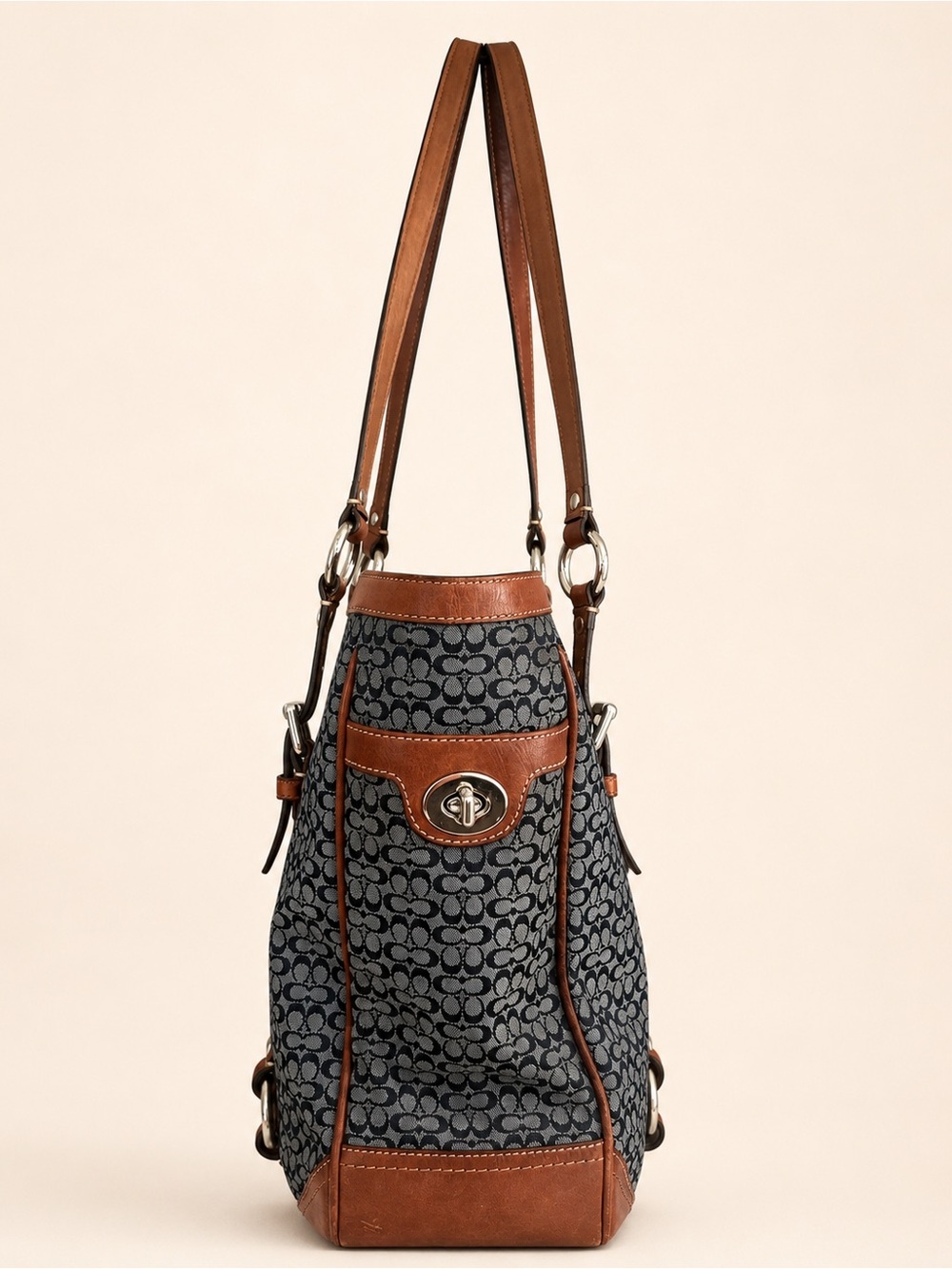 Coach Denim Y2K Signature Gallery Tote Canvas Leather Teim - Picture 4 of 8